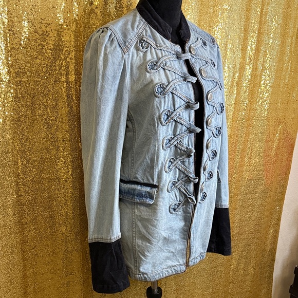 Free People Blue Denim Military Jacket - Picture 3 of 12